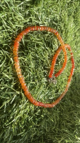 Premium Carnelian Necklace 20” Faceted Gemstone Beads Sterling Silver Clasp - Picture 3 of 8
