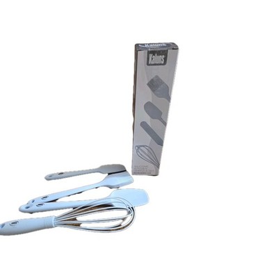4PC Kaluns Silicone Kitchen Spatula Set Silver Gray 6 Assorted Scrapers & Whisk