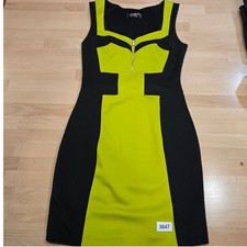 Guess Los Angeles Black & Yellow Mini Dress Sleeveless Bodycon Sz 4 Club Party
