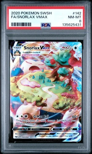 PSA 8 Snorlax Vmax #142 2020 Pokemon Sword & Shield 135625431