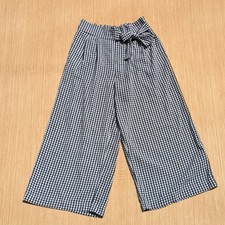 Forever 21 Pants Gingham Wide Leg High Rise Elastic Waist Tie Front Women Medium