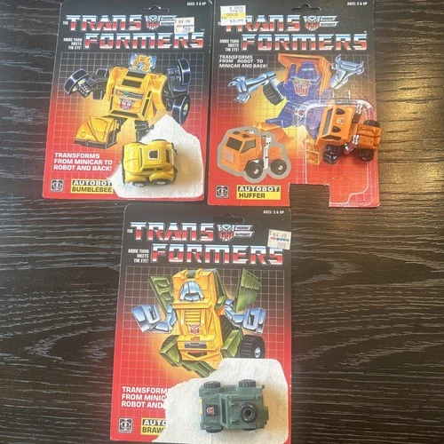 1984 Transformers BUMBLEBEE Lot CARDBACK Hasbro G1 Vintage Brawn Huffer