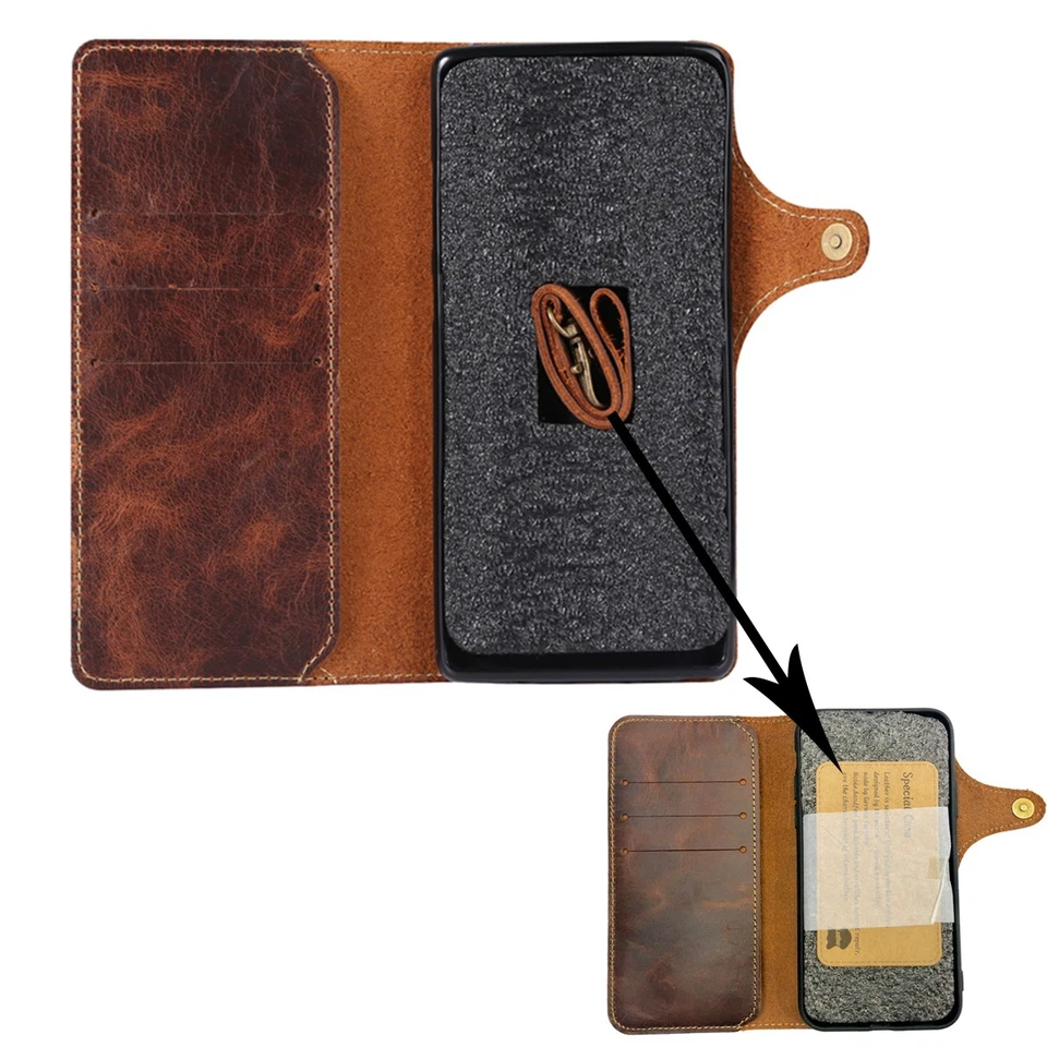 For Samsung S25 Ultra S24 S23 Magnetic Retro PU Leather Wallet Card Strap Case - Image 2 of 4