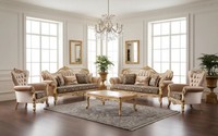 Chesterfield Beige Klassische Sofagarnitur Schicke 3-Sitzer 2X Sessel