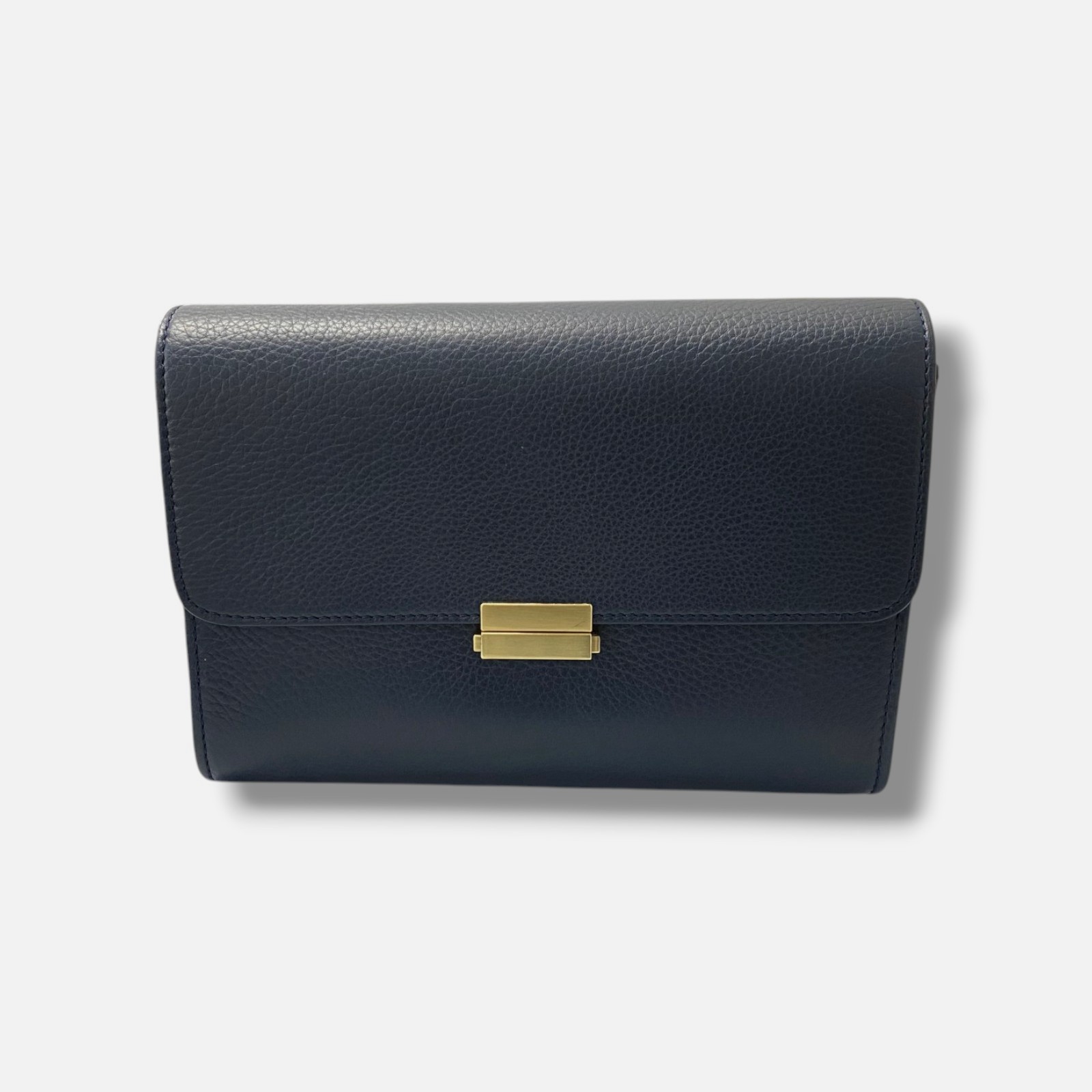 Gigi New York Women's Blue Pebbled Grain Leather Push-Lock Sutton Crossbody Bag