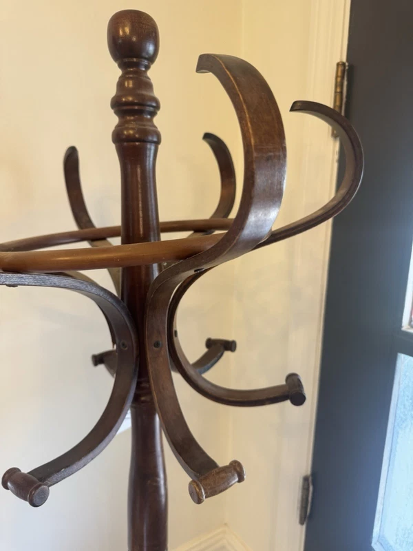 VTG Bentwood Coat Rack Tree Rotating Top Thonet Style (1) REPLACEMENT