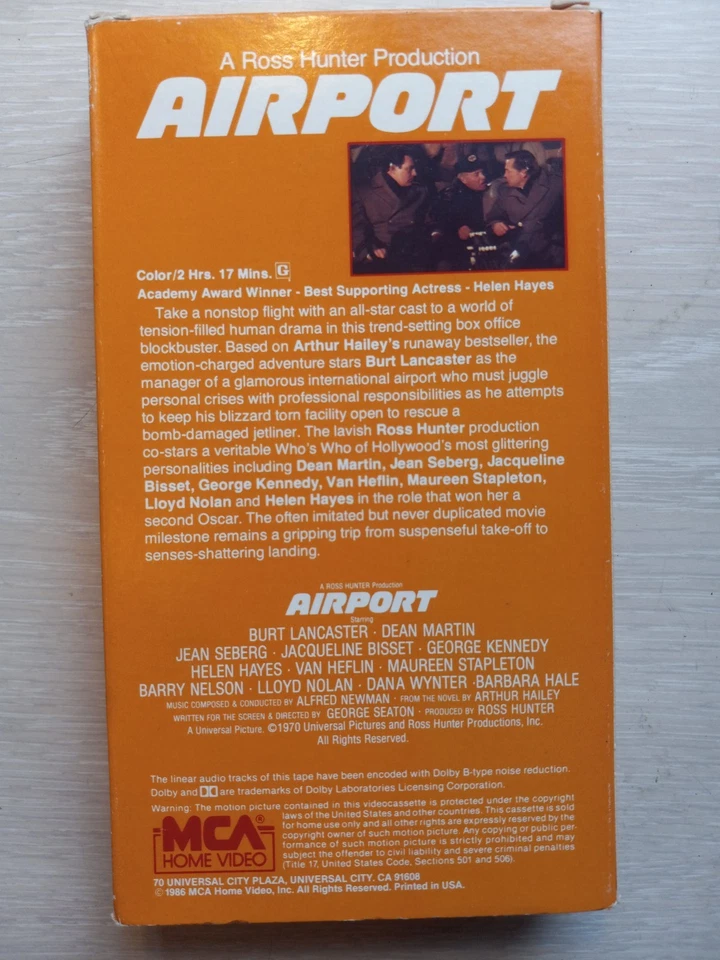 A Ross Hunter Production - VHS- Airport --Burt Lancaster, Dean Martin Suspense Foto 4 de 4