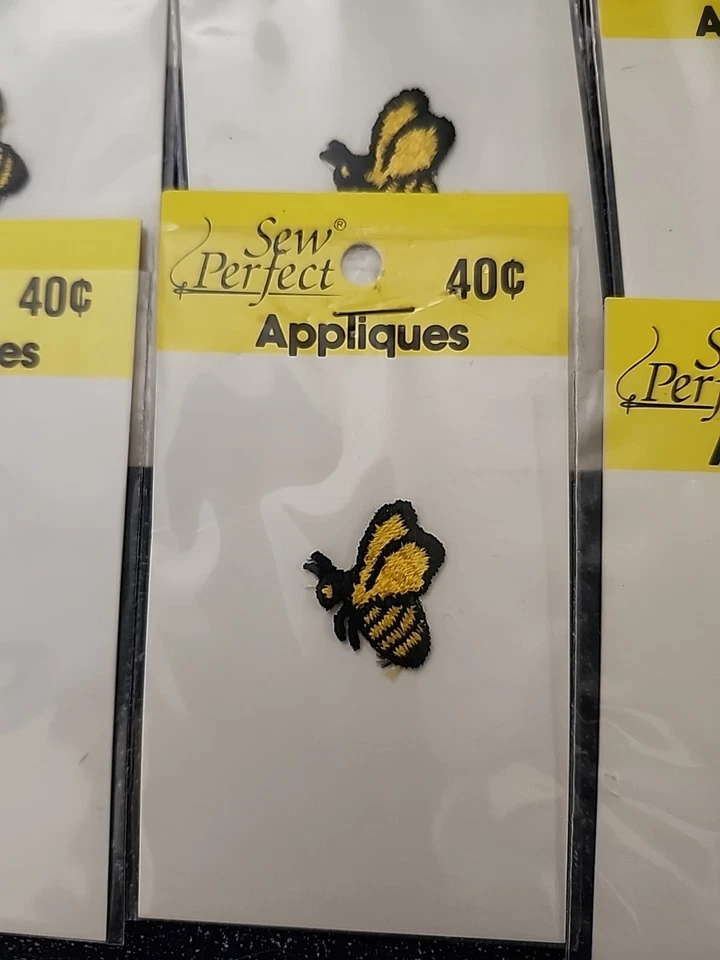 Huge LOT 31 Embroidered Honey Bees Applique Black Yellow  Vintage Sew On 1"  - Image 2 of 4