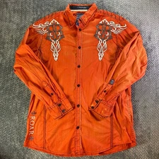 The Buckle ROAR Signature Edition Men'sLong Sleeve Button Embroidered Cross  XL