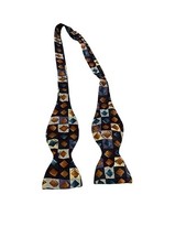 Vintage Silk Thistle Bow Tie Large Butterfly Style Abstract Geometric Print