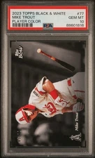 2023 TOPPS BLACK AND WHITE PLAYER COLOR [#5/10] MIKE TROUT 77 PSA 10 LAA Angels