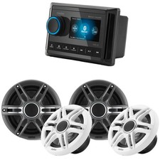 Clarion CMM-30 Marine Source Unit with Full-Color LCD Display with 2 CMSP-6...