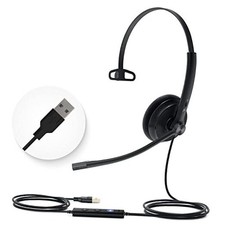 UH34 USB Headset with Noise Cancelling Mic, Work Headset for PC, Teams Black