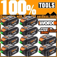 1~10Pcs 20V For WORX 8.0Ah MAX Extended Lithium Battery WA3520 WA3525 WA3575 3Ah