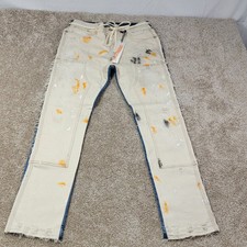 First Row Slim Straight Jeans 32x32 Made In USA American Flag Paint Splatter