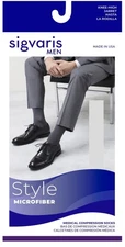 Sigvaris Medical Compression Socks Men Black Microfiber XX Knee High 15-20 mmHg