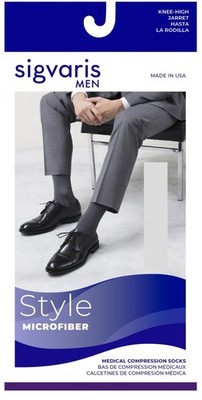 Sigvaris Medical Compression Socks Men Black Microfiber XX Knee High 15-20 mmHg
