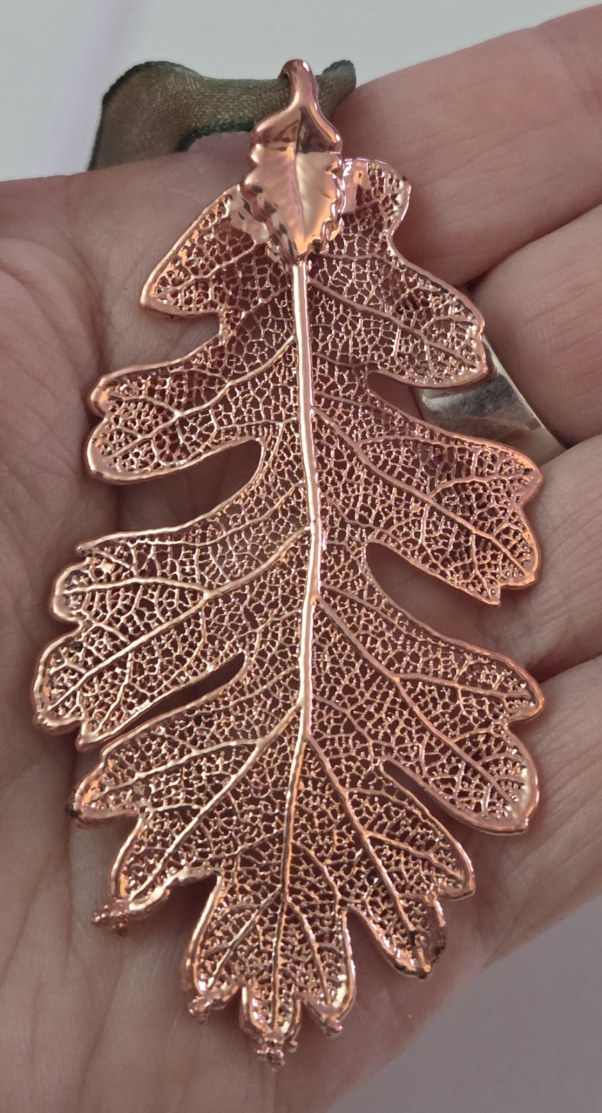 Vintage 14kt Electroformed Rose Gold Dipped Oak L… - image 2