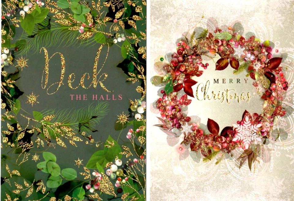 (20) Beautiful Floral Glitter Christmas Cards #90318 by Leanin' Tree - Image 3 of 4