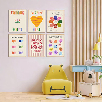 6 Pcs Mental Health Canvas Wall Art Motivational Inspirational Quotes Everyone I