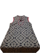 J Howard Blue & White w/Red Trim Sleeveless Shift Dress Sz 12 I70