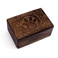 Beautifully Hand Engraved Wooden Urn Box For Pet Animal Ashes Funeral Cremati...