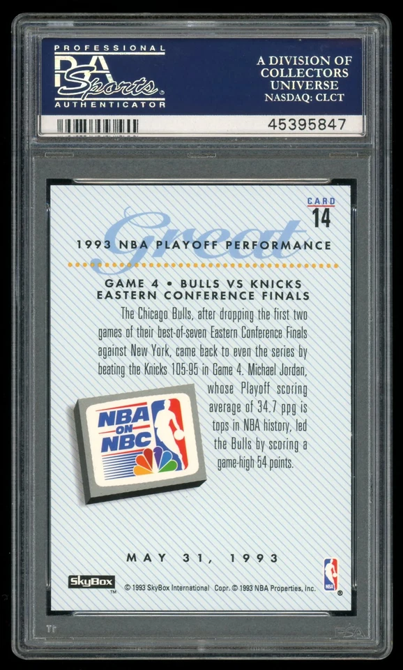 1993-94 Skybox Premium NBA ON NBC Michael Jordan 14 PSA 10 - Image 2 of 2