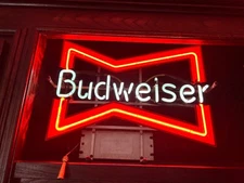 1960’s  Anheuser Busch Budweiser 19” Neon Bowtie Sign Everbrite Electric Signs