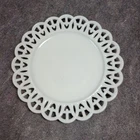 Vintage Milk Glass Plate Collectible Lace Wicker Cross Edged Dish 8.75"