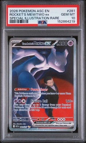 Team Rocket's Mewtwo ex | PSA 10 | #281 SIR | 2026 Pokemon Ascended Heroes