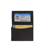 Genuine Leather Expandable Credit Card ID Business Card Holder RFID Safe , Black