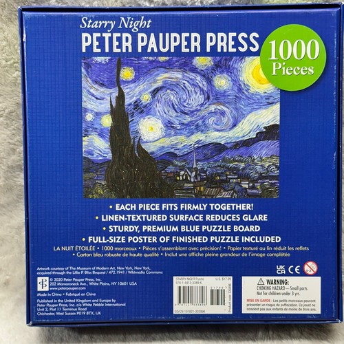 Starry Night Peter Pauper Press 1000 Piece Jigsaw Puzzle Complete - Picture 7 of 8