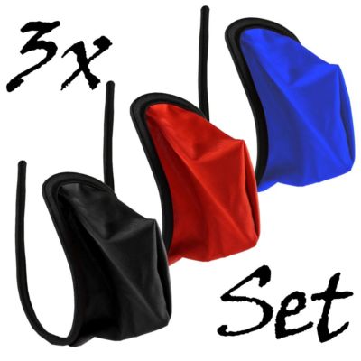 Lau-Fashion 3er Set Herren C-String Basic Slip Männer Mini Tanga Dessous S/M/L