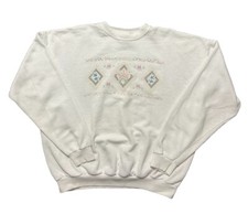 Vintage Bird Floral Grandma Sweatshirt Sz XL Cottagecore Worn Thin USA 90s