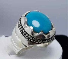 Dark Blue Nishapuri Feroza Ring  Real Turquoise Gemstone  Elegant HandmadeRing