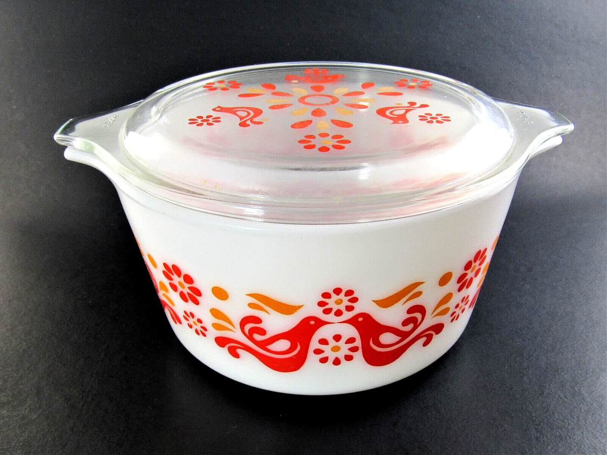 Vintage Pyrex Red Bird Covered 1 QT. Casserole # 473 Dish | eBay
