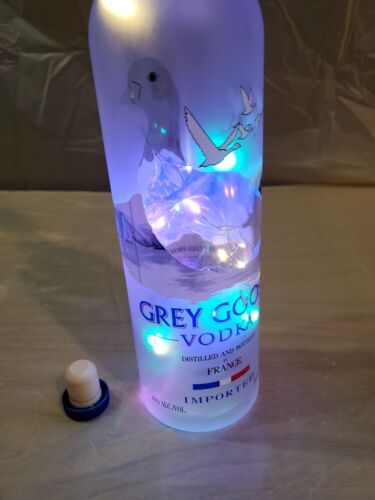 750 ML Grey Goose Empty Bottle With Holiday Lights And Cork - Picture 2 of 7