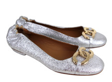 SCARPE SLIP ON BALLERINE PIATTE GIANNA MELIANI ARGENTO METALLIZZATO VERA PELLE Tg 38