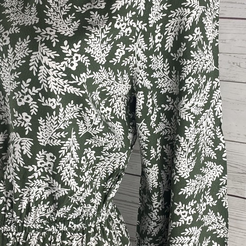 Old Navy Dress Small Green White Floral Print 100% Rayon 3/4 Sleeve Lightweight - Picture 6 of 12