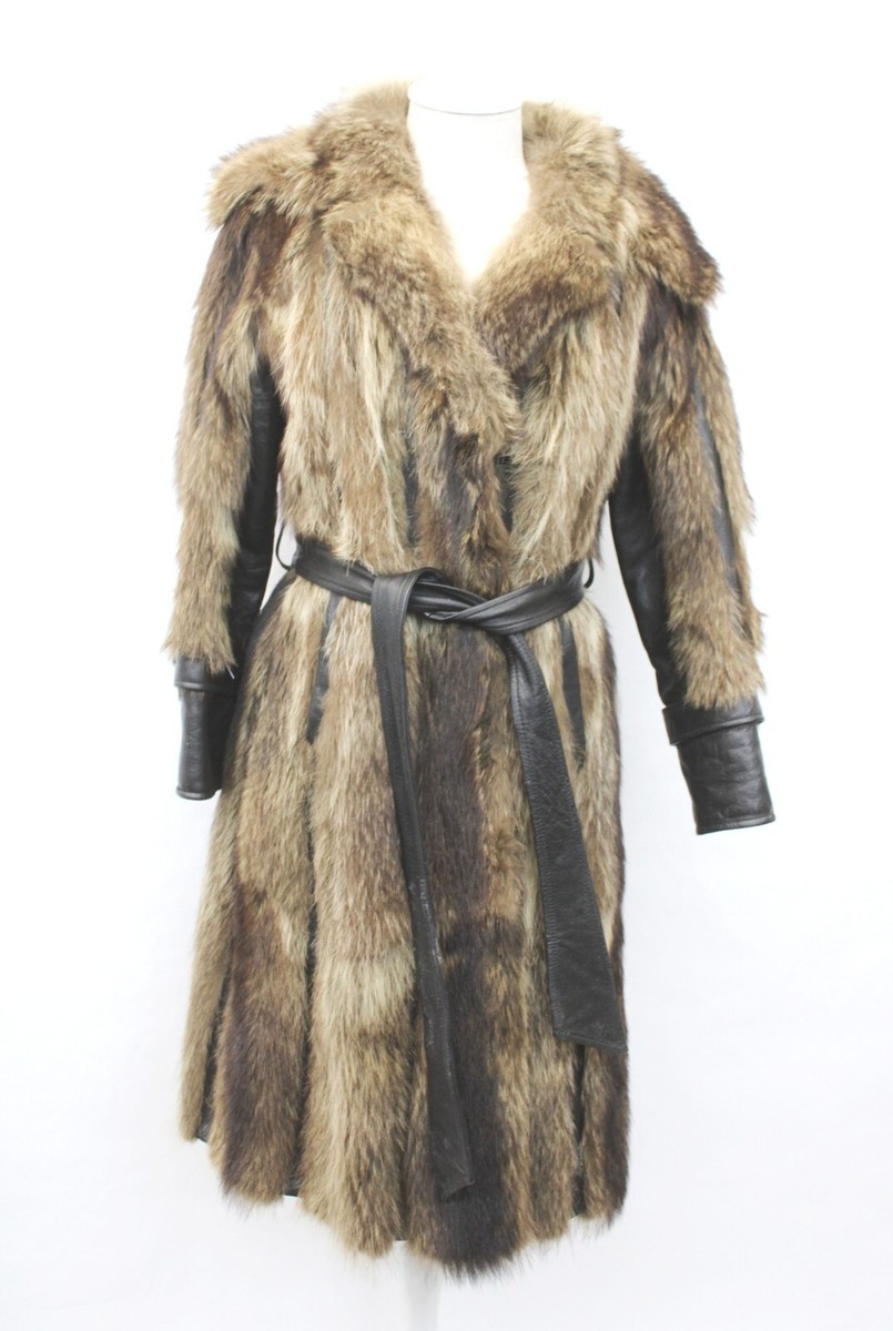 ジャケット・アウター archive raccoon fur leather jacket Men's Autumn Winter Leather Jackets Short Lapel Raccoon Fur