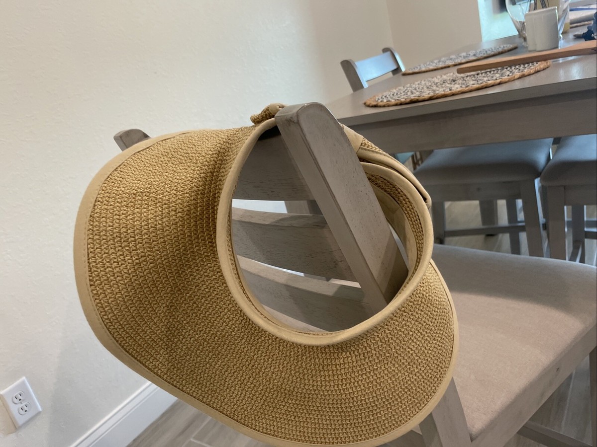 Lady Hagen Natural Straw Sun Hat Lady Hagen Straw Golf Visor Womens Hat Cap OS Beige Strap  main image 2