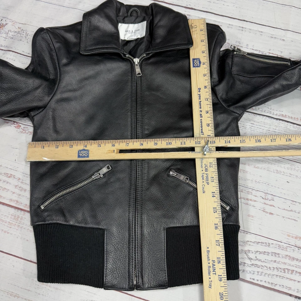 Jaqueta de couro preta feminina Paul & Joe For Target forrada com zíper etiqueta XS tamanho XXS - Imagem 3 de 4