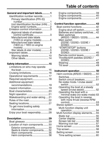 Yamaha OWNER’S/OPERATOR’S MANUAL Book Guide 2024 Yamaha Boat AR220 - Picture 2 of 24