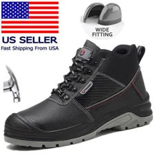Mens Steel Toe Work Boots Anti-static Safety Waterproof Boots Construction Shoes