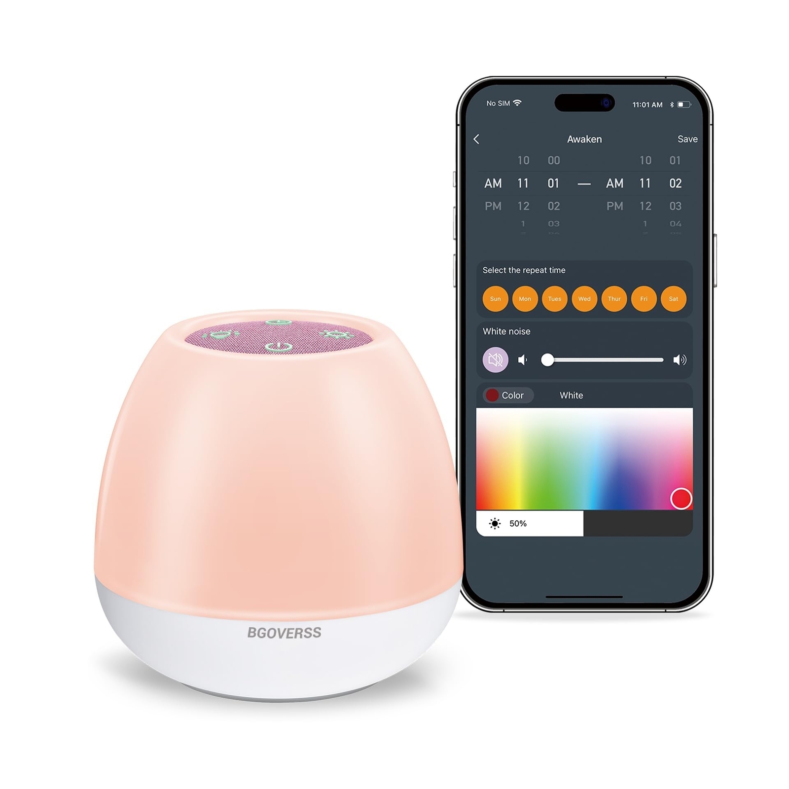 Baby Sound Machine，BGOVERSS White Noise Machine for Baby Sleeping with Ni-image