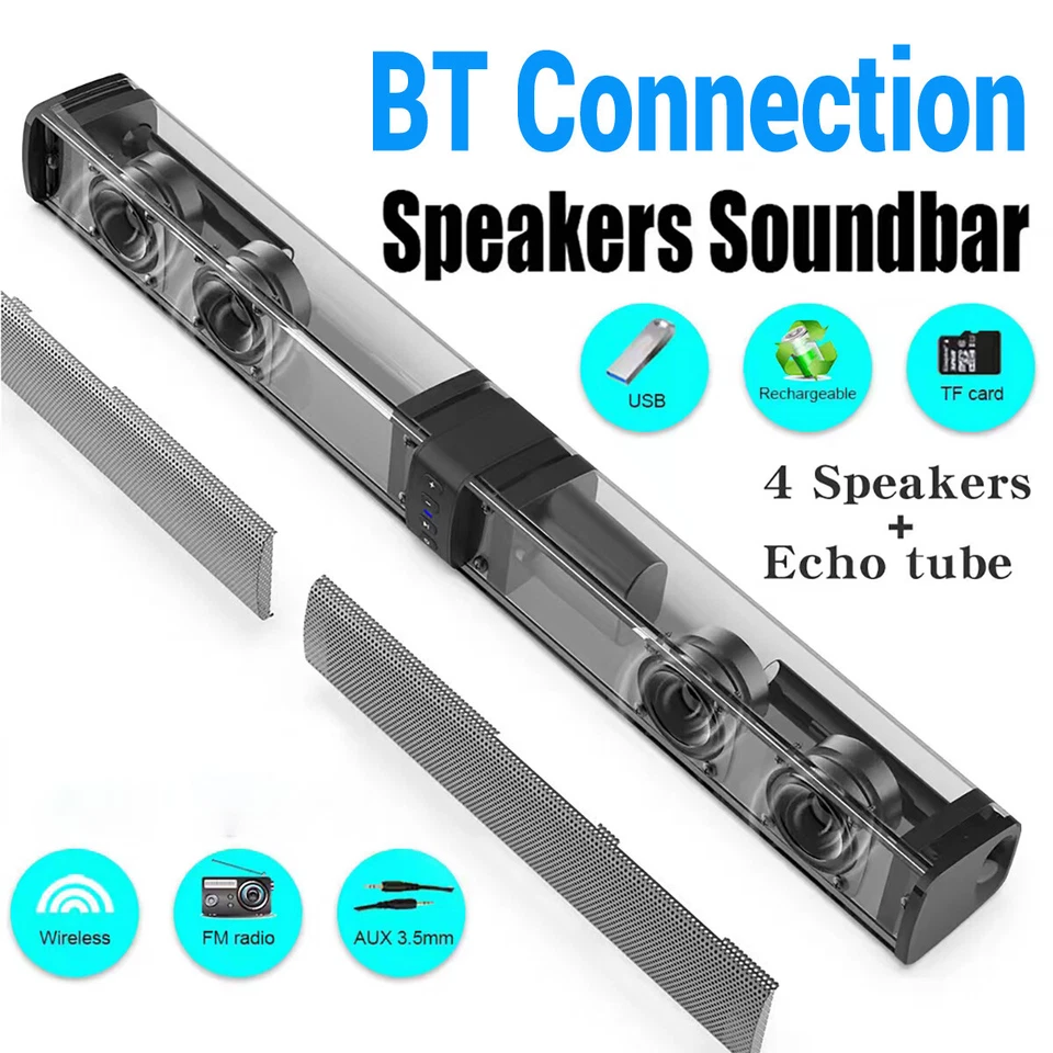 Portable 4 Speaker Soundbar Home Theater TV Wireless Speaker System Collocatable - Image 3 of 4
