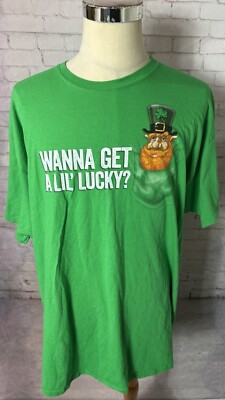 Wanna Get A Lil' Lucky! Irish Green Cotton T Shirt St. Patrick's Day XL