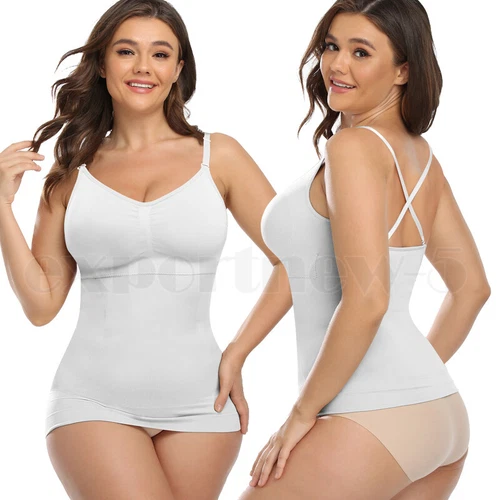 Women V-Neck Compression Cami Vest Tummy Control Body Shaper Camisole Plus Size - Picture 16 of 20
