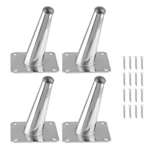 4pcs 4 Inch Furniture Legs Oblique Conical Metal Legs Chrome Mid-Century Styl...