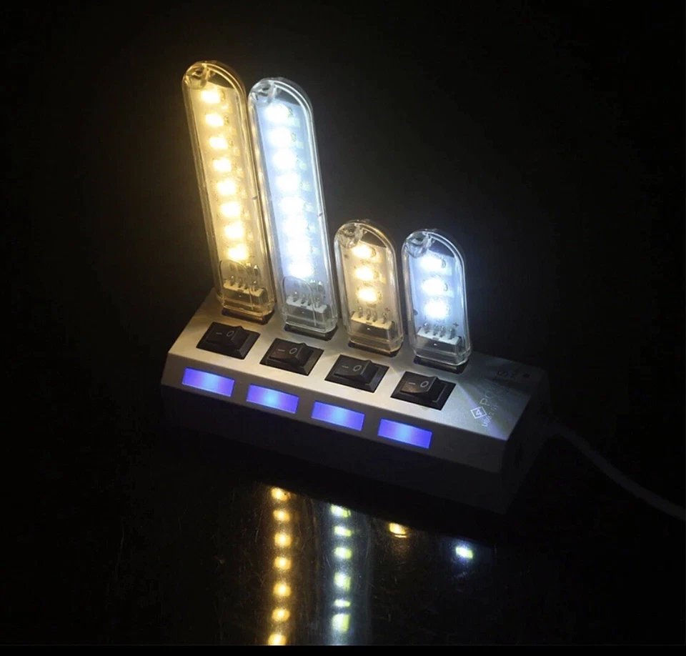 6 X USB emergency WARM WHITE LED Power Bank 3 Led LED Lamp Lighting Night Light - image 2 of 4